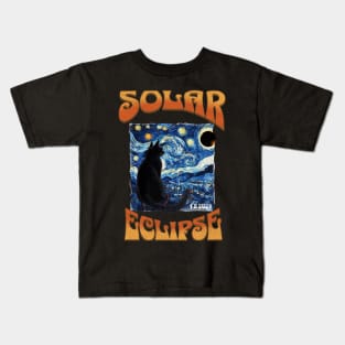Starry Night Solar Eclipse 2024 Kids T-Shirt